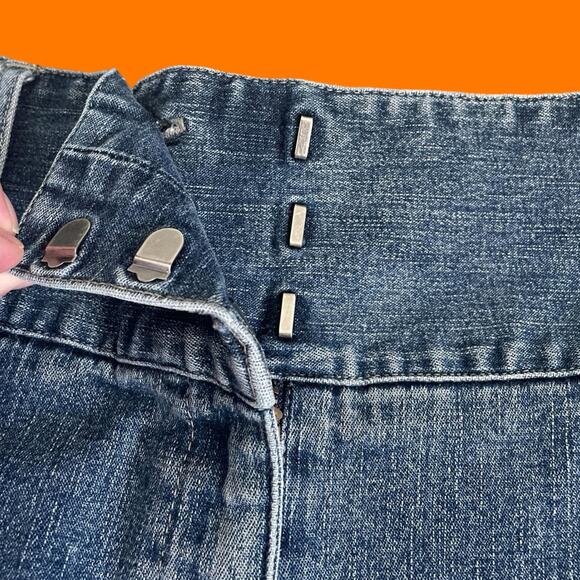 00's vintage denim embroidered y2k low rise mini skirt Size 8 cache - Picture 6 of 7